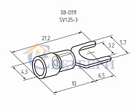Наконечник вилочный изолированный (НВИ - 3,2мм) 0,5-1,5мм2 (SV1.25-3. VS1.25-3) 08-0111
