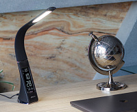 Настольная лампа TL-219B димм c часами и термометром черный