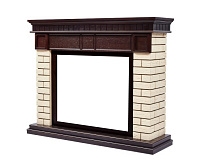 Портал Firelight Bricks 30 камень бежевый, шпон темный дуб