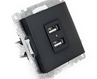 Катрин Розетка USB 2-ая 2.1A черный GLS10-7115-05