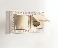 Веркель Розетка 1-ая влаг c/з крышкой и шторками (шампань рифленый) WL10-SKGSC-01-IP44 сн/пр