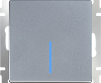 Веркель Выключатель 1-кл с подсветкой (серебряный) WL06-SW-1G-LED