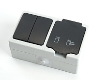 Велена Блок: розетка 1-ая с/з + выключатель 2-кл PST16-11-54/10-121-54