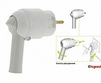 Вилка Элиум белая 2Р+Е, 16А, с рычагом, пластик
