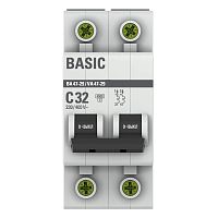 Автоматический выключатель 2P 32А (C) 4,5кА ВА 47-29 EKF Basic сн/пр