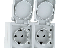 Розетка EKF EVR16-129-10-540 16А 2-местна с заземлением с крышкой 