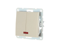 LK60 Выключатель 2-кл с подсветкой бежевый 861201-1