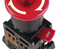 Кнопка ANE-22 "Грибок"с фикс.крас.d22мм неон/240В 1з+1р ИЭК сн/пр