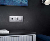 Веркель Выключатель 2-кл с подсветкой (серебряный) W1120106