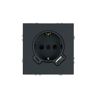Эмили Розетка1-местная +USB + Type C, черный уголь, RST10-5119-05