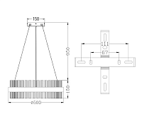 Люстра светодиодная "SOFIA" 100W R-APP-500x1100-CHROME/CLEAR-220-IP20