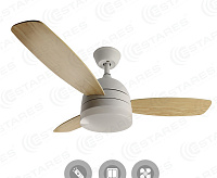 Управляемый светильник с вентилятором FAN WOOD 48W+55W-1032-white/white-220-IP20