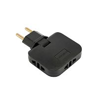 Сетевой разветвитель 3 местный  б/з плоский, поворотный ADP10-23-22 черный