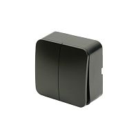 София Выключатель 2-кл черный матовый IP20 MSW10-20-05