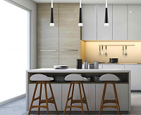 Подвесной LED светильник DLR038 7+1W 4200К черный матовый сн/пр