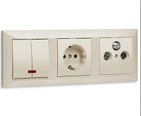 LK60 Розетка 1-ая с/з бежевый 863101-1
