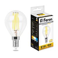 Лампа светодиодная FILAMENT  5W E14 2700K LB-61 шар (Feron)