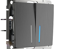 Веркель Выключатель 2-кл с подсветкой (графит рифленый) W1120104