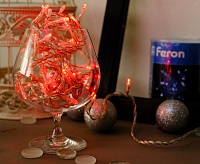 Гирлянда 40LED красный 3.6W с контроллером IP20 шнур 1,4м 0,5мм CL03 26774 сн/пр