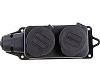 Розетка переносная 2 места с заземл. контактом 230В, STEKKER RST16-22-44 черный