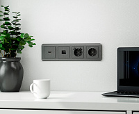 Веркель Накладка для розетки USB (графит рифленый) W1179504