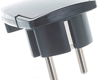 Вилка угловая плоская с кольцом, с заземлением, 250В, 16А, IP20, черная, PPG16-45-202