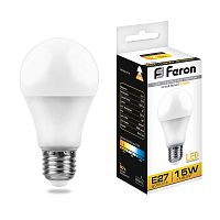 Лампа светодиодная 15W E27 2700K LB-94 A65 шар (Feron)