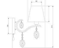 Бра 10089/1 сатин-никель/прозрачный хрусталь