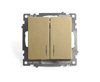 Катрин Выключатель 2-кл с подсветкой золото GLS10-7102-08
