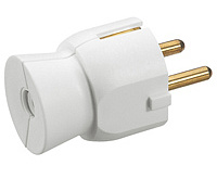 Вилка Элиум белая 2Р+Е, 16А, прямой ввод, пластик