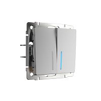 Веркель Выключатель 2-кл с подсветкой (серебряный) W1120106