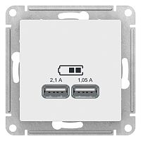 AtlasDesign Белый Розетка USB A+A, 5В/2,1 А, 2х5В/1,05 А, ATN000133