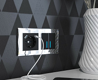 Веркель Сенсорный выключатель 2-кл с подсветкой (черный матовый) W4520008