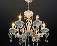 Люстра металл 3585/6 белый/прозрачный хрусталь