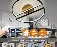 Люстра светодиодная "WOODY LOFT" 75W 3R-APP-500x135-BLACK/WOOD-220-IP20