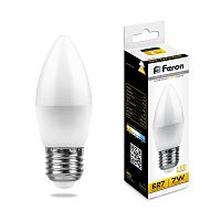 Лампа светодиодная  7W E27 2700K LB-97 свеча (Feron)
