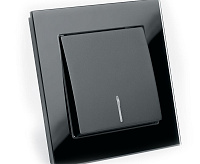 Катрин Выключатель 1-кл с подсветкой в сборе черный GLS10-7001-05