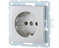 LK60 Розетка 1-ая с/з серебристый металлик 863103-1