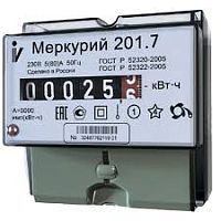 Счетчик "Меркурий" 201.7 1ф 5-60А 1 класс точн. 1 тариф. имп.вых.мех.табло DIN-рейка