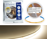 Лента светод  COB/320-24V 10W/m 3000K IP20 5м LS530 