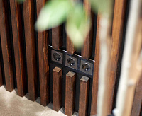 Веркель Розетка 1-ая с/з и шторками (графит рифленый) W1171104