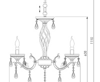 Люстра металл 3585/6 белый/прозрачный хрусталь