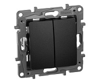 Etika Переключатель 2-клавишный, 10А, авт. клем, антрацит 672612