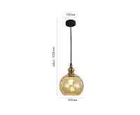 Подвесной светильник ZAR one R 1xE27-200x1050-BLACK/GOLD/CLEAR-220-IP20