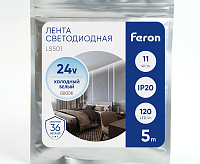 Лента светод 2835/120-24V 11W/m 6000k IP20 5м LS501