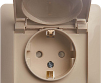 GLOSSA Розетка 1-ая с/з со шторками c крышкой в сборе беж GSL000246