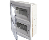 Бокс встраиваемый 16 модулей IP20, прозрачная черная дверца, Stekker