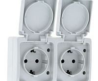 Розетка EKF EVR16-129-10-540 16А 2-местна с заземлением с крышкой 