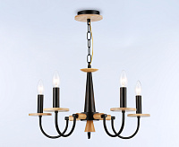 Люстра TR9593/5 BK/LW черный/светлое дерево E14/5 max 40W D555*660