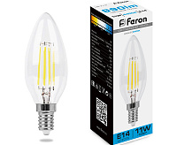 Лампа светодиодная FILAMENT 11W E14 6400K LB-713 свеча (Feron) 